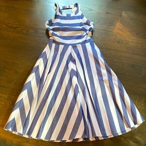 Blue & white striped denim dress